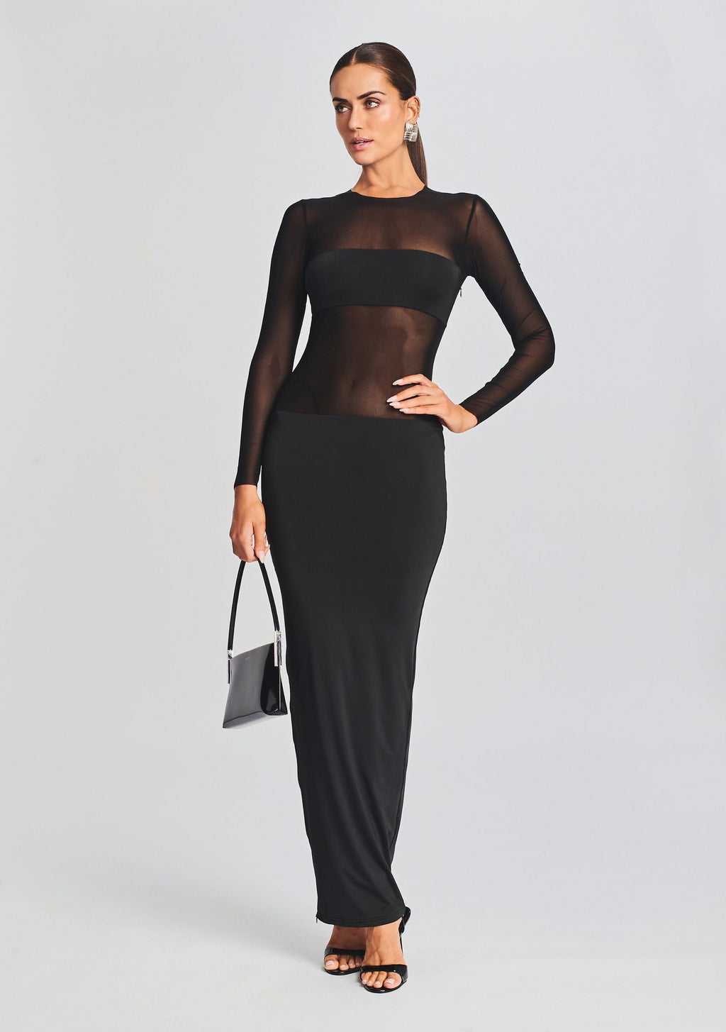 Silver Maxi Dress by SEROYA in Black, product image 5