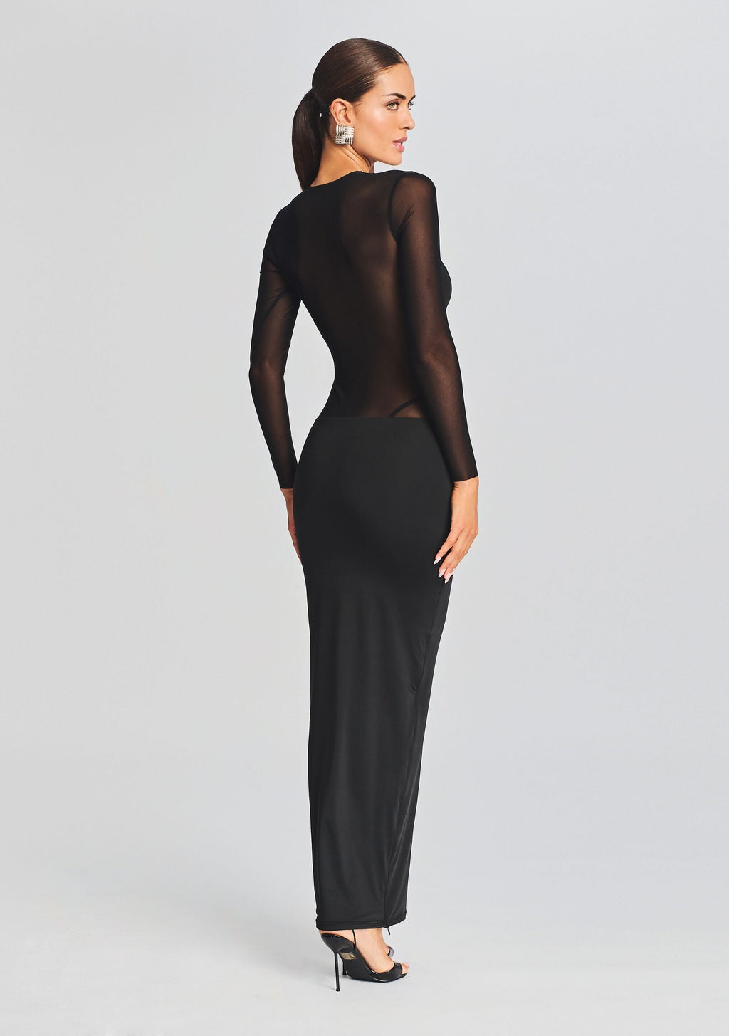 Silver Maxi Dress by SEROYA in Black, product image 4