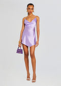 Pracilla Silk Mini Dress by SEROYA in Lilac, product image 1