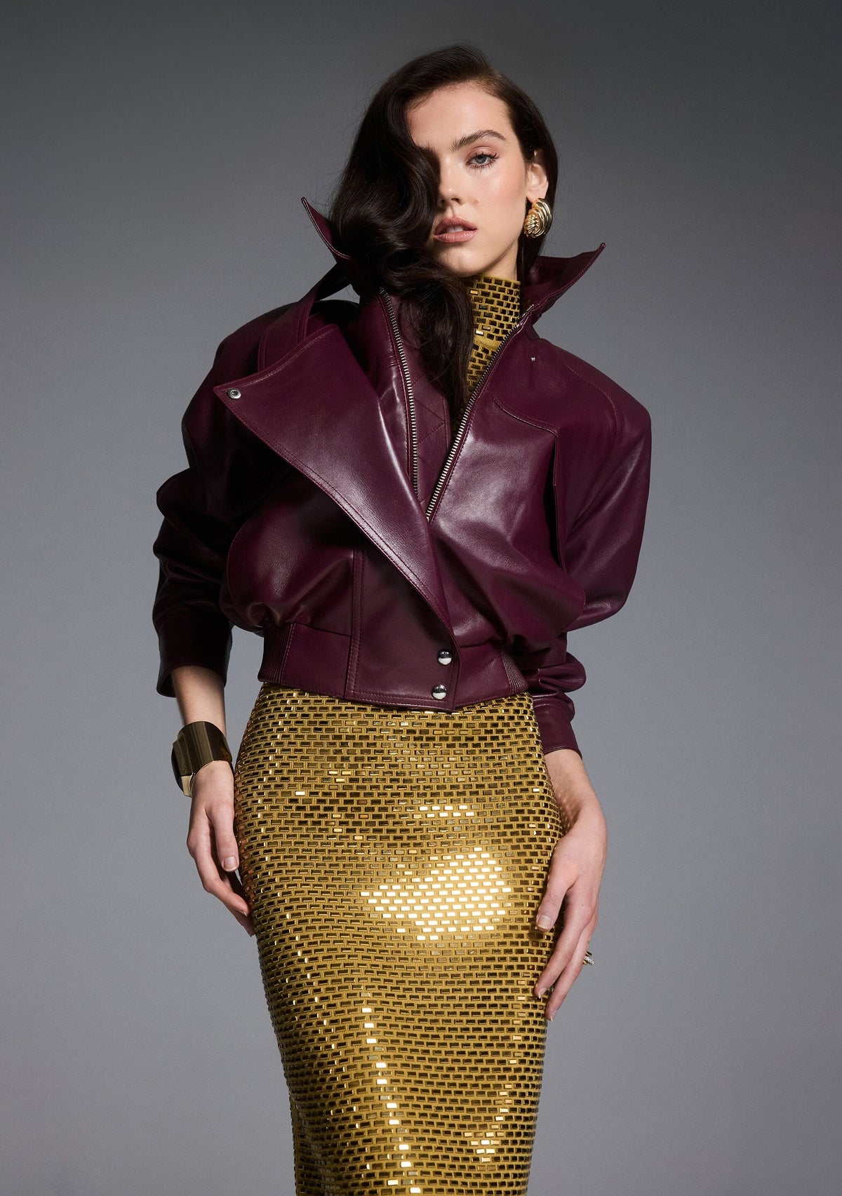 Lykke Leather Jacket by retrofête in Bordeaux, product image 2