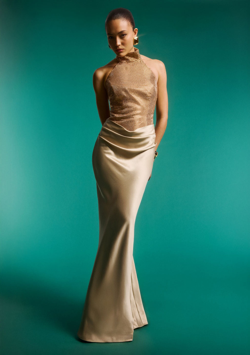 Vanya Embellished Dress by retrofête in Latte, product image 2