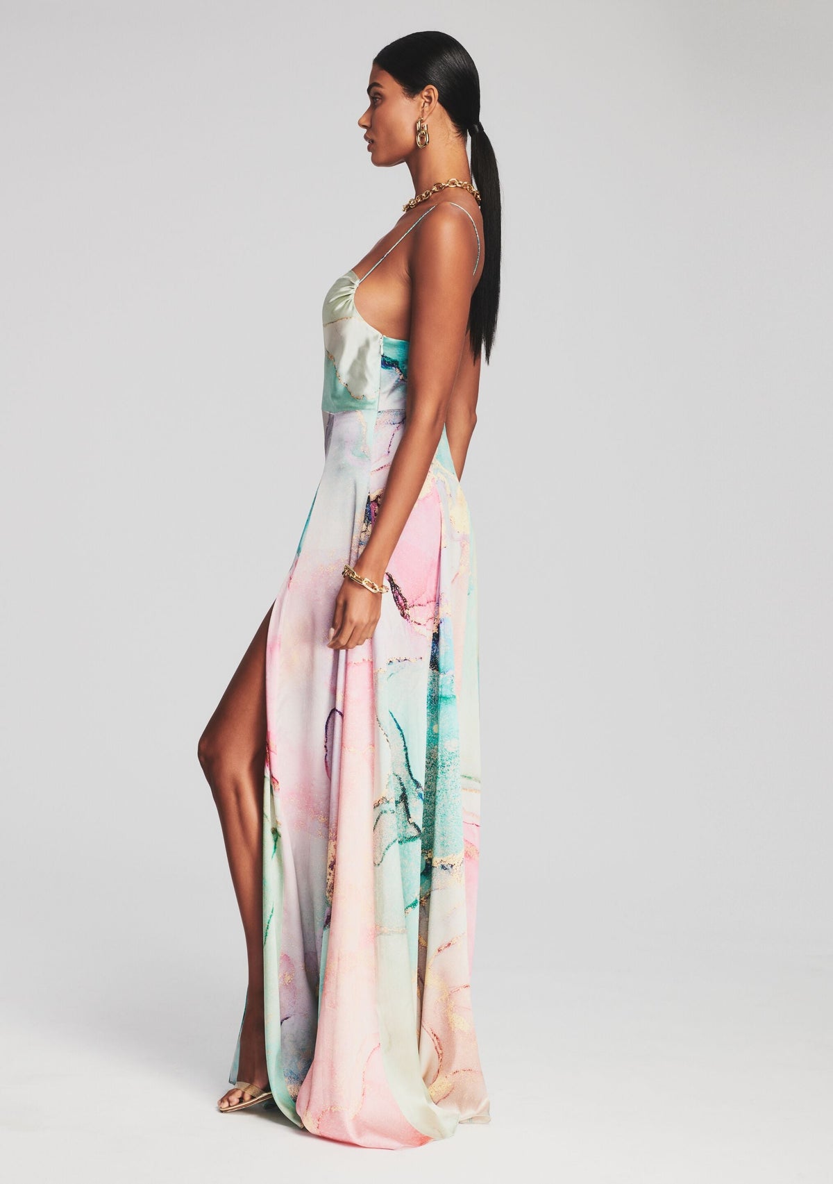 Gracie Silk Dress by retrofête in Watercolor Marble, product image 3