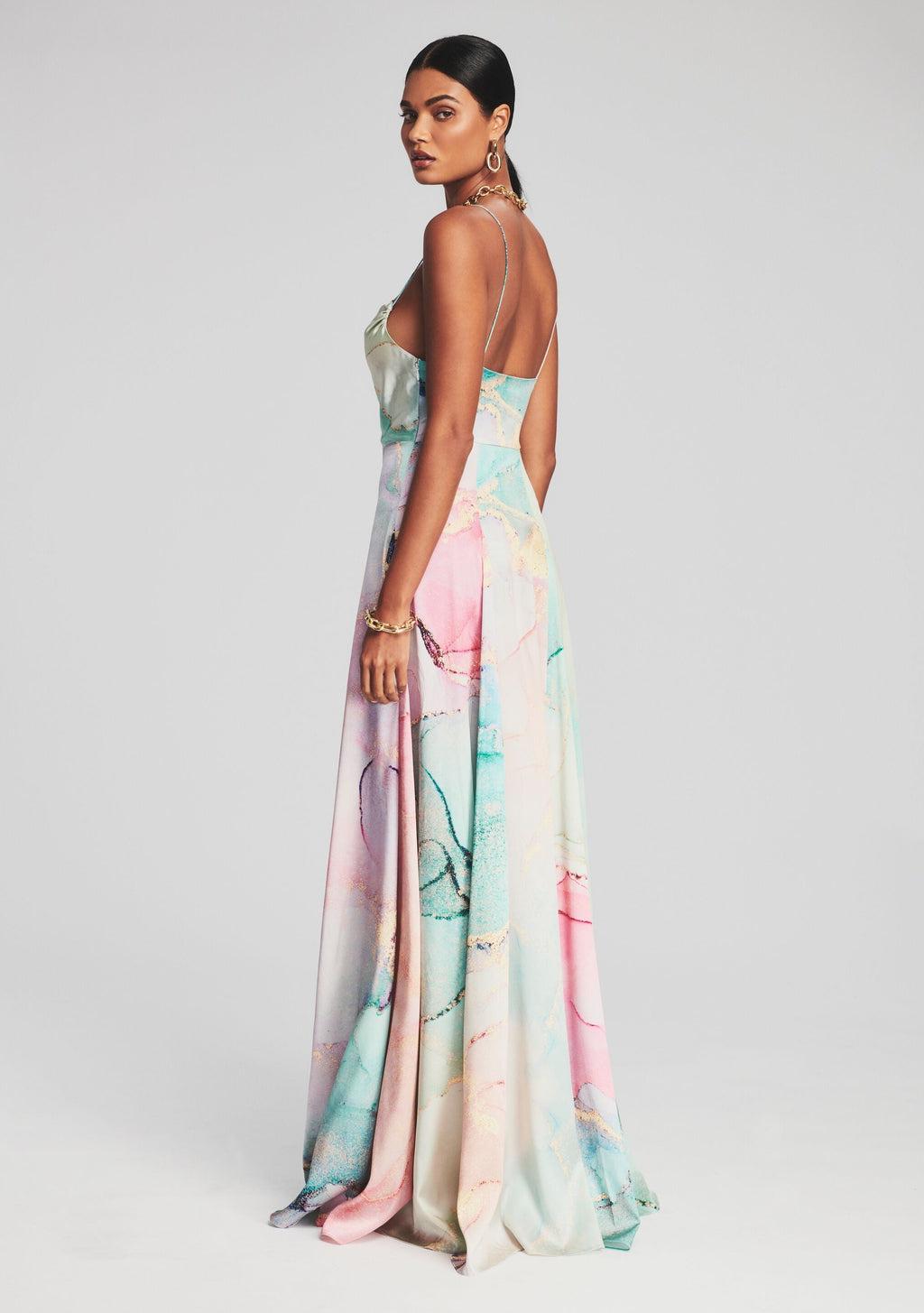 Gracie Silk Dress by retrofête in Watercolor Marble, product image 4