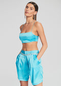 Lucine Silk Bra by retrofête in Blue Atoll, product image 1