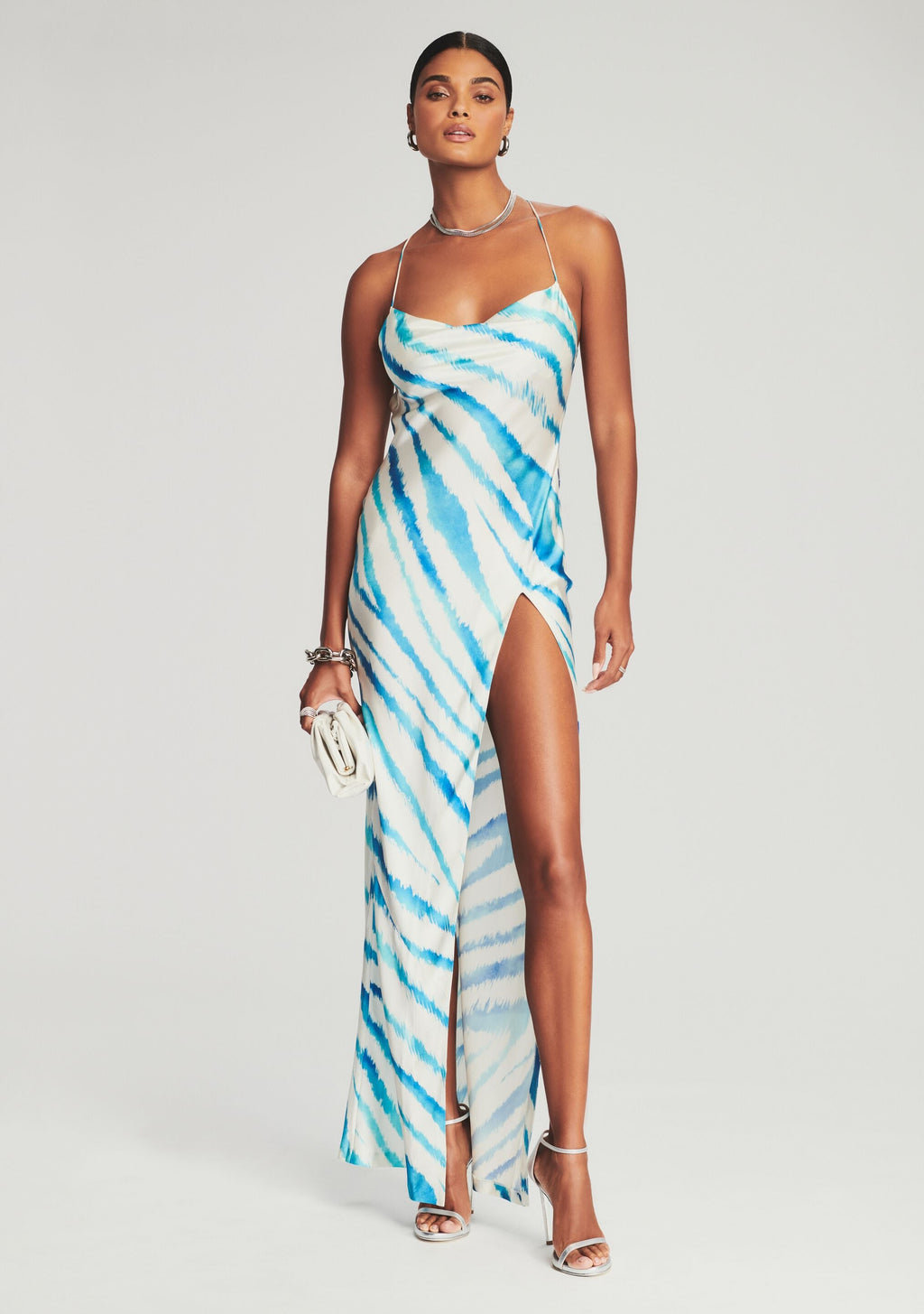 Amika Silk Dress by retrofête in Blue Zebra, product image 1