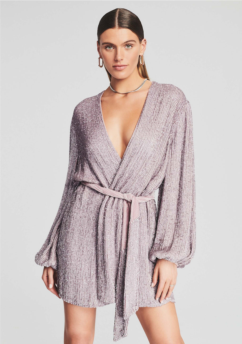 Gabrielle Sequin Robe by retrofête in Dusty Lilac, product image 5