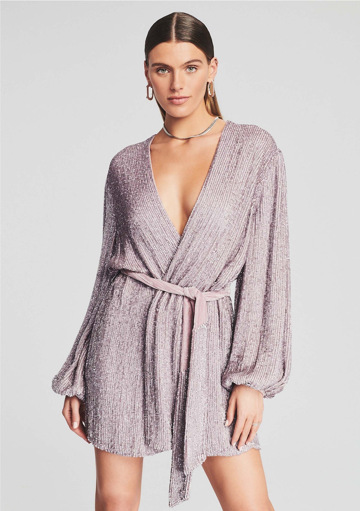 Gabrielle Sequin Robe by retrofête in Dusty Lilac, product image 5