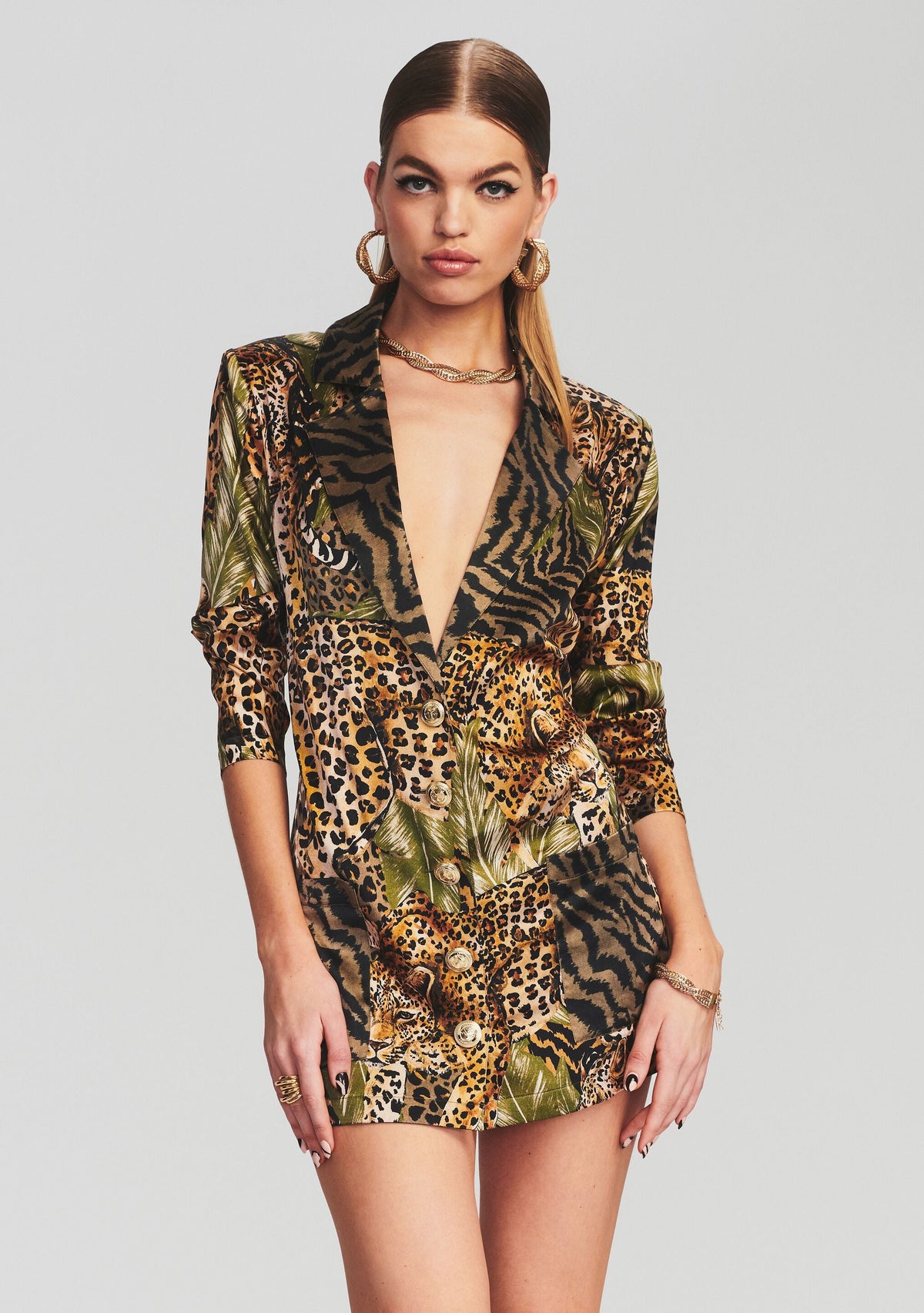 Blake Silk Blazer by retrofête in Jungle Leopard, product image 3