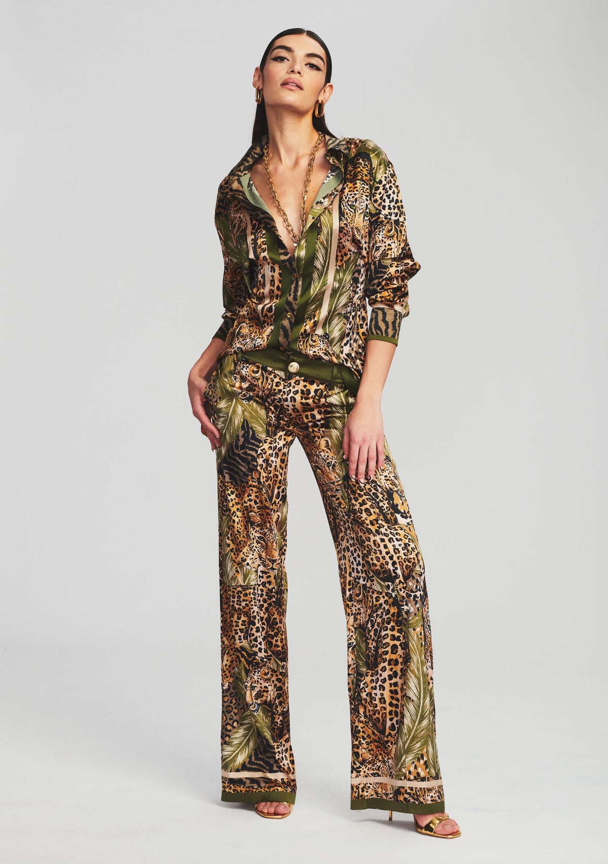 Emmy Silk Shirt by retrofête in Jungle Leopard, product image 2