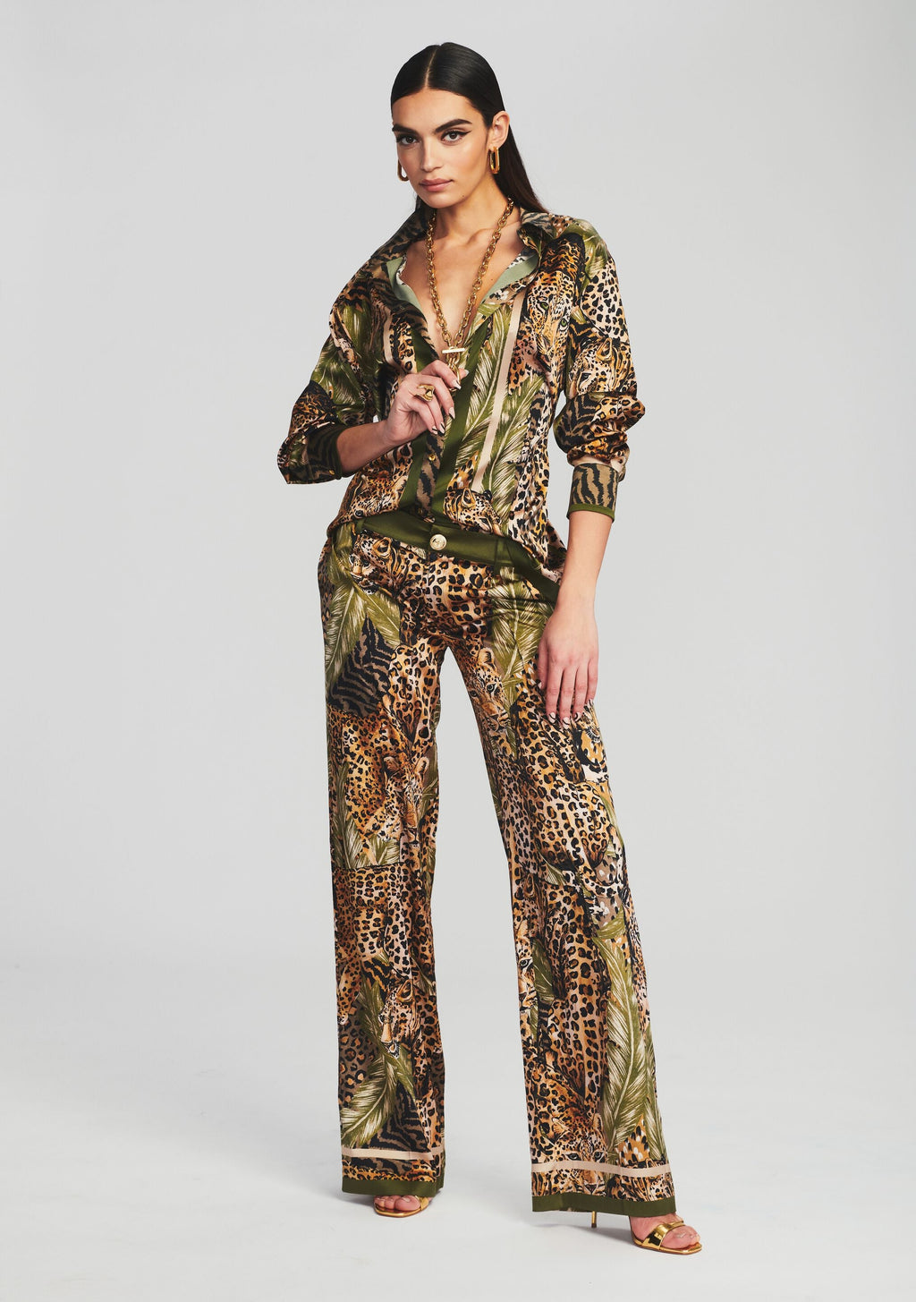 Baxter Silk Pant by retrofête in Jungle Leopard, product image 2
