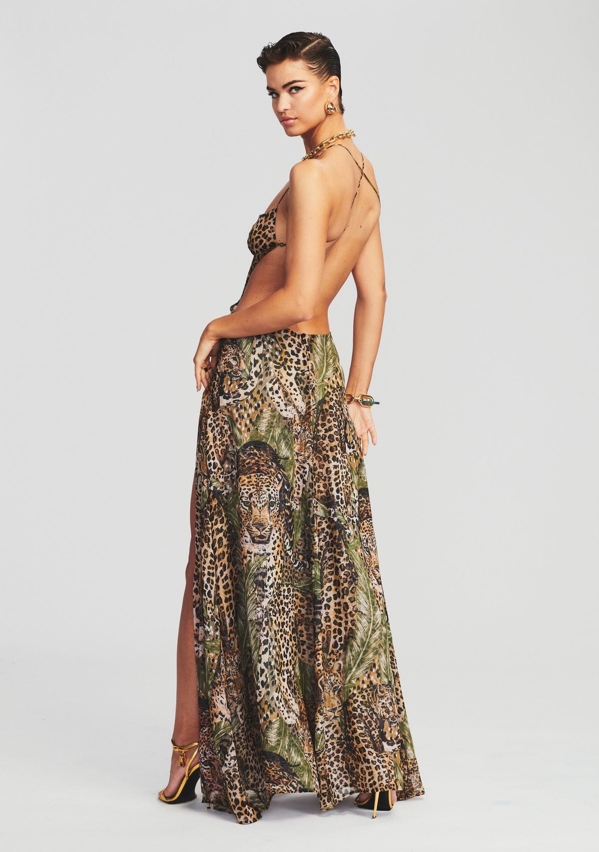 Scarlett Silk Chiffon Dress by retrofête in Jungle Leopard, product image 1