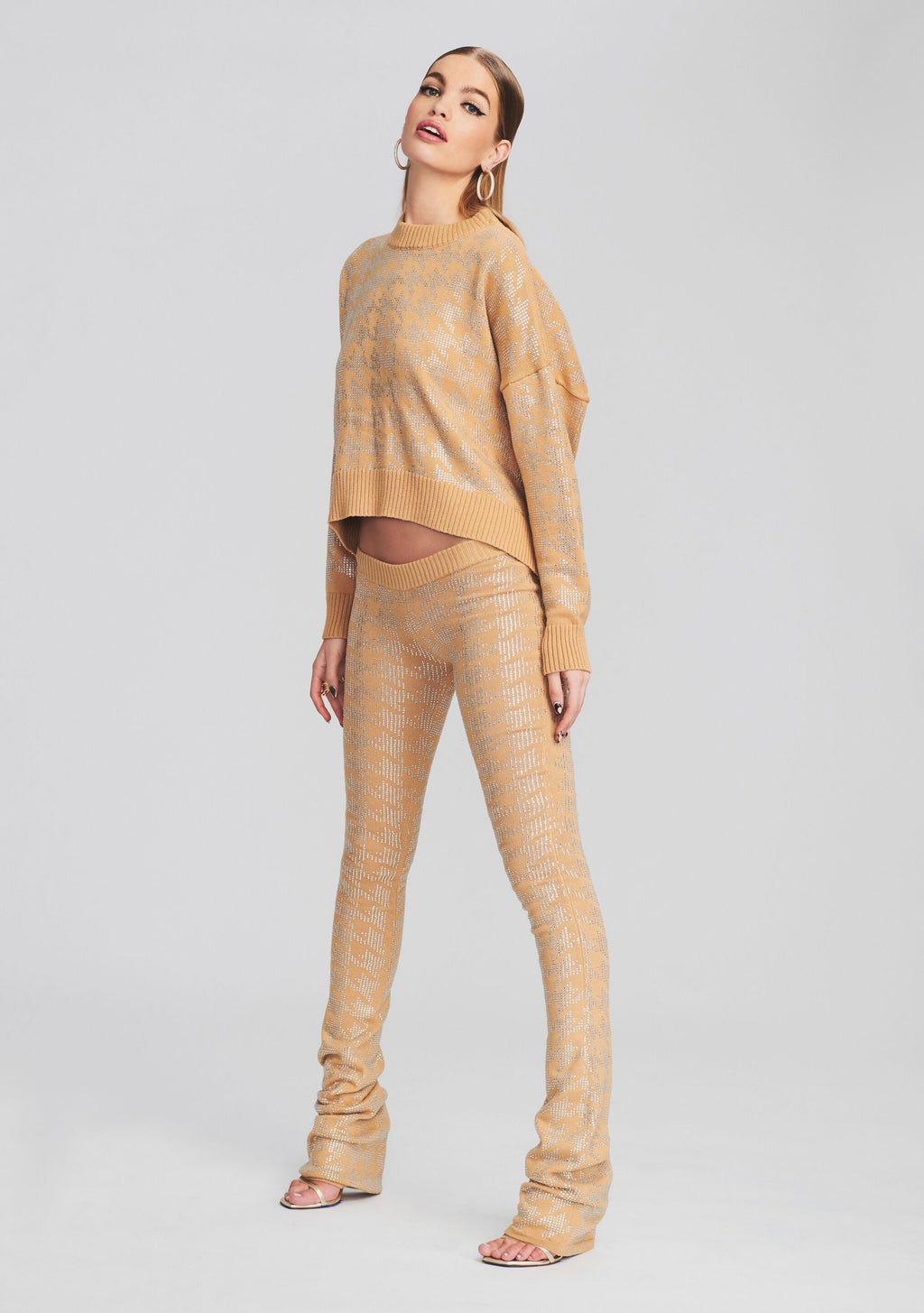 Desiree Pant by retrofête in Caramel/Silver Houndstooth, product image 2