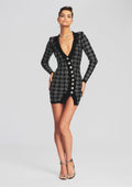 Mimi Rib Knit Dress by retrofête in Black/Silver Houndstooth, product image 1