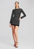Leanna Dress by retrofête in Black/Silver Houndstooth, product image 1