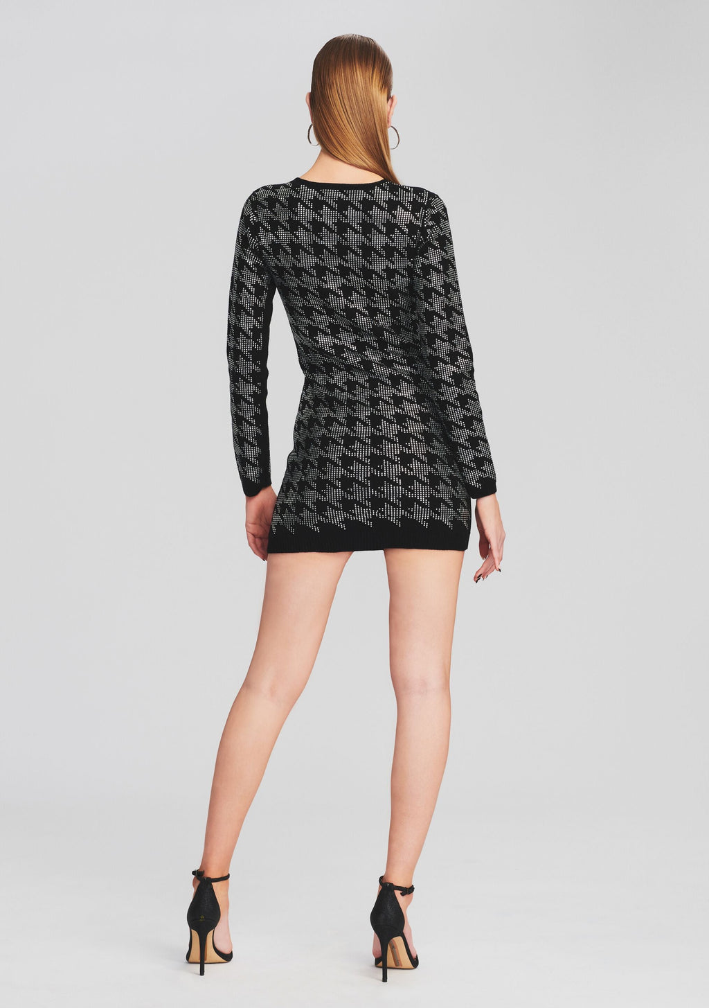 Leanna Dress by retrofête in Black/Silver Houndstooth, product image 4