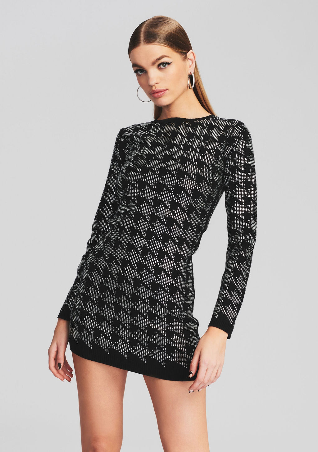 Leanna Dress by retrofête in Black/Silver Houndstooth, product image 5