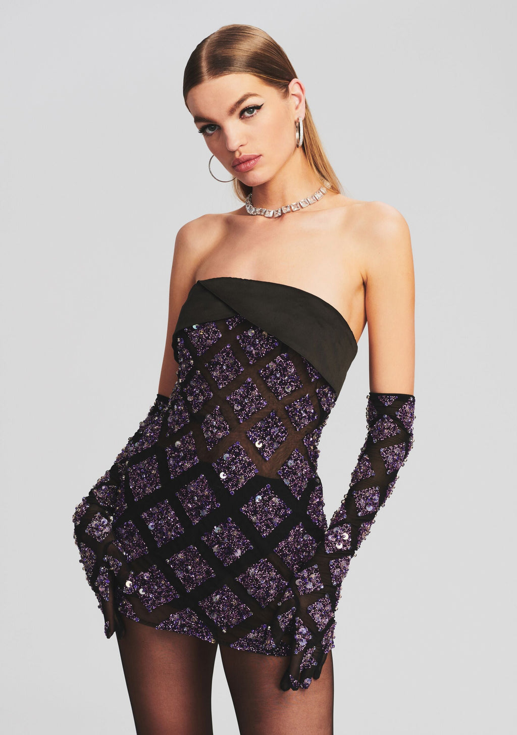 Camden Sequin Dress by retrofête in Black/Purple, product image 4