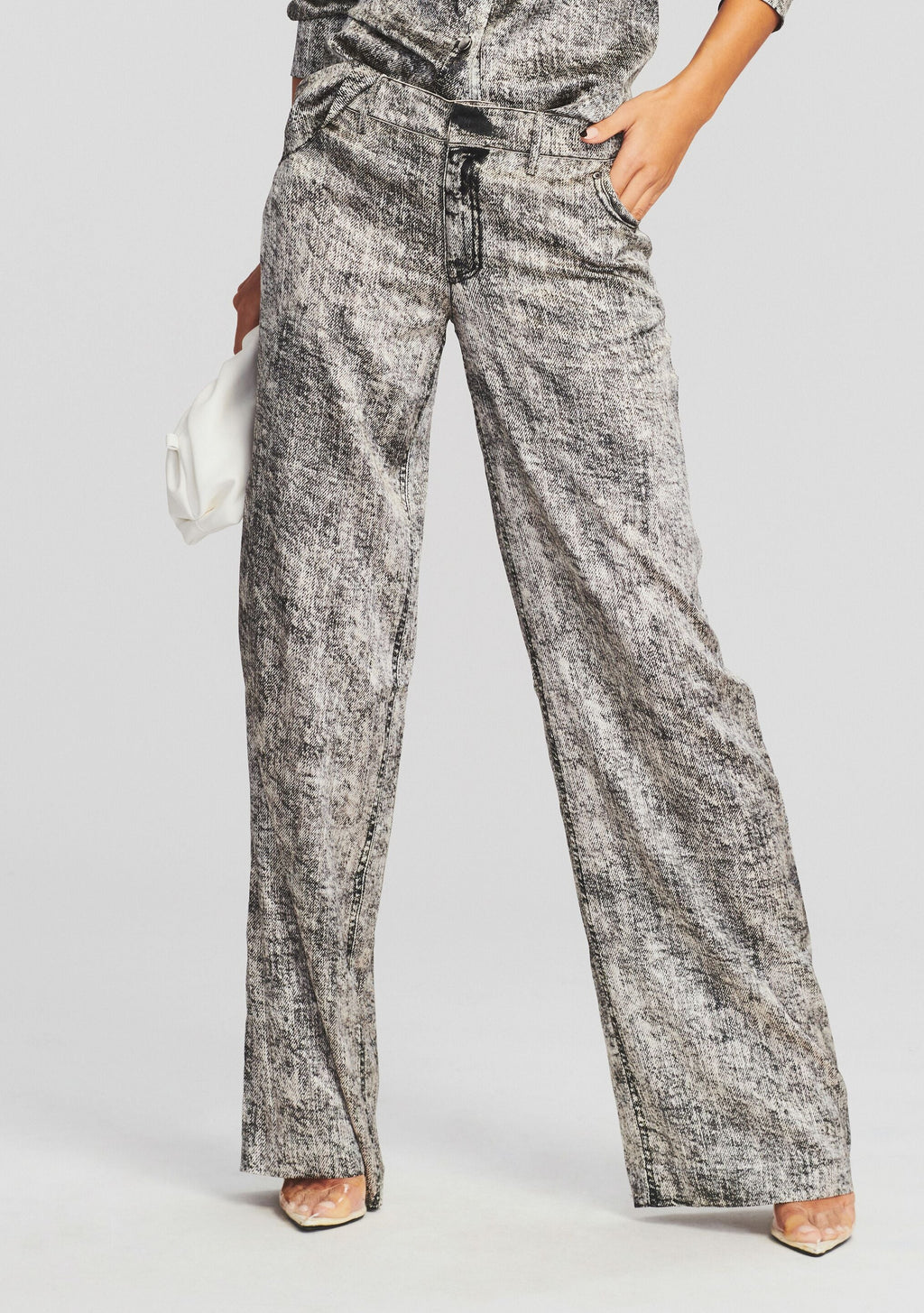 Verona Silk Pant by retrofête in Black Acid Denim, product image 1