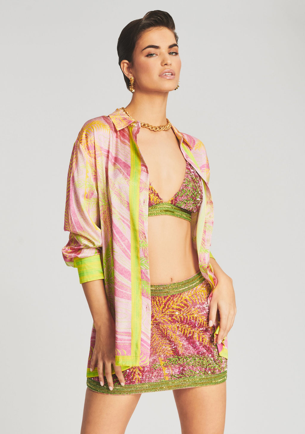 Pia Sequin Palm Bralette by retrofête in Tropical Palm, product image 2