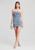 Cordelia Embellished Denim Dress by retrofête in Denim Floral, product image 1
