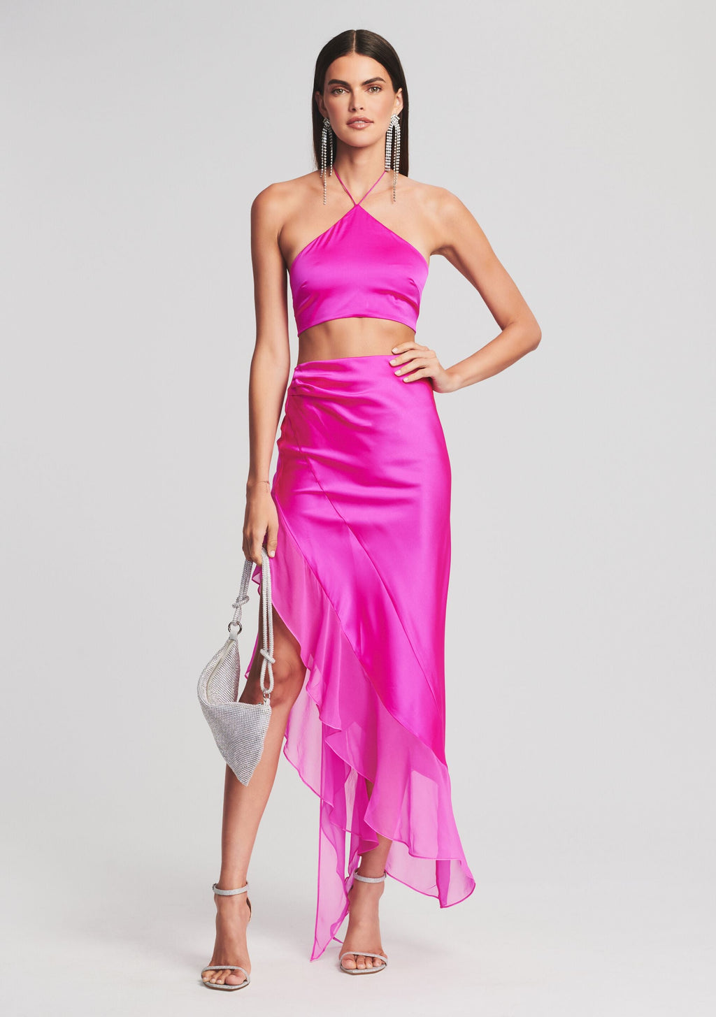 Mesta Silk Top by retrofête in Neon Pink, product image 5