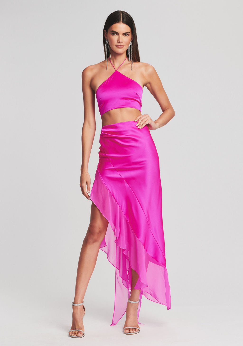 Mesta Silk Top by retrofête in Neon Pink, product image 2