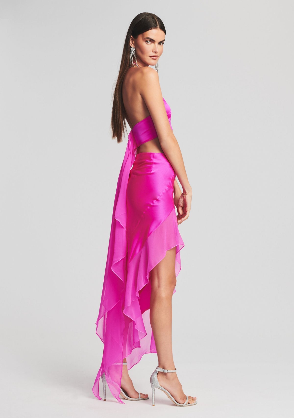 Mesta Silk Top by retrofête in Neon Pink, product image 3