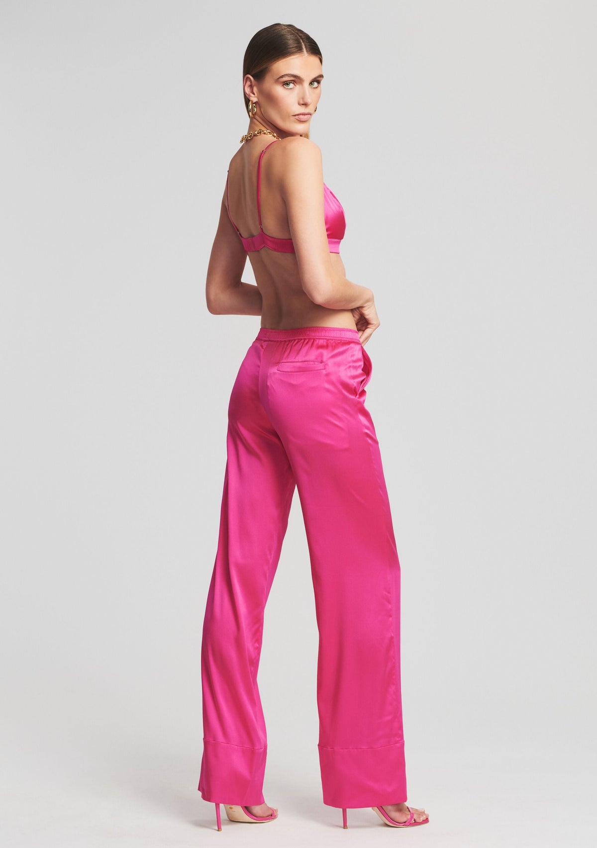 Hazel Silk Pant by SEROYA in Fuchsia Purple, product image 3