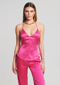 Rachel Silk Top by SEROYA in Fuchsia Purple, product image 1