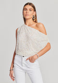 Myles Sequin Top by retrofête in Iridescent White, product image 1