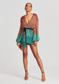Gabrielle Sequin Ombre Robe by retrofête in Coral Turquoise Ombre, product image 1