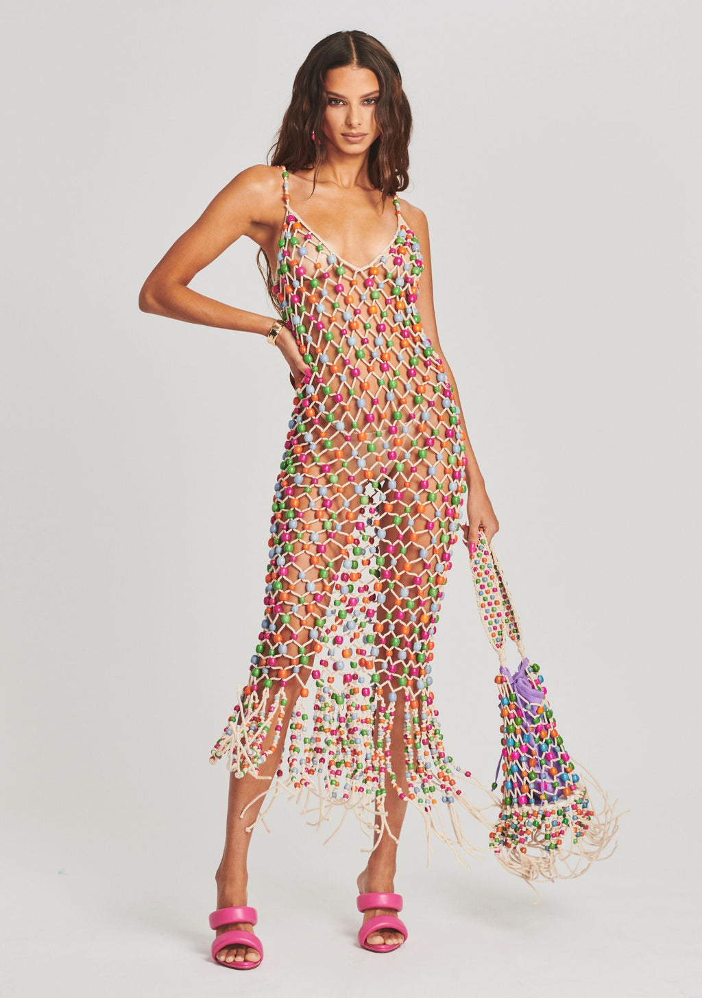 Calypso Beaded Fringe Dress by retrofête in Multi, product image 1