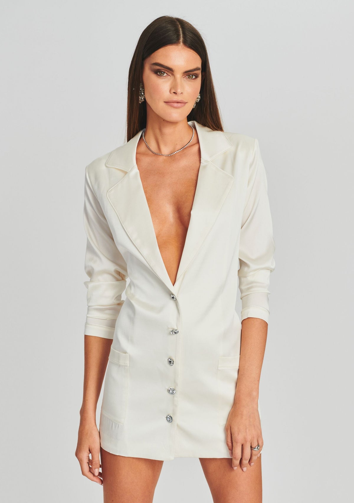 Blakely Silk Blazer by retrofête in Ivory, product image 5