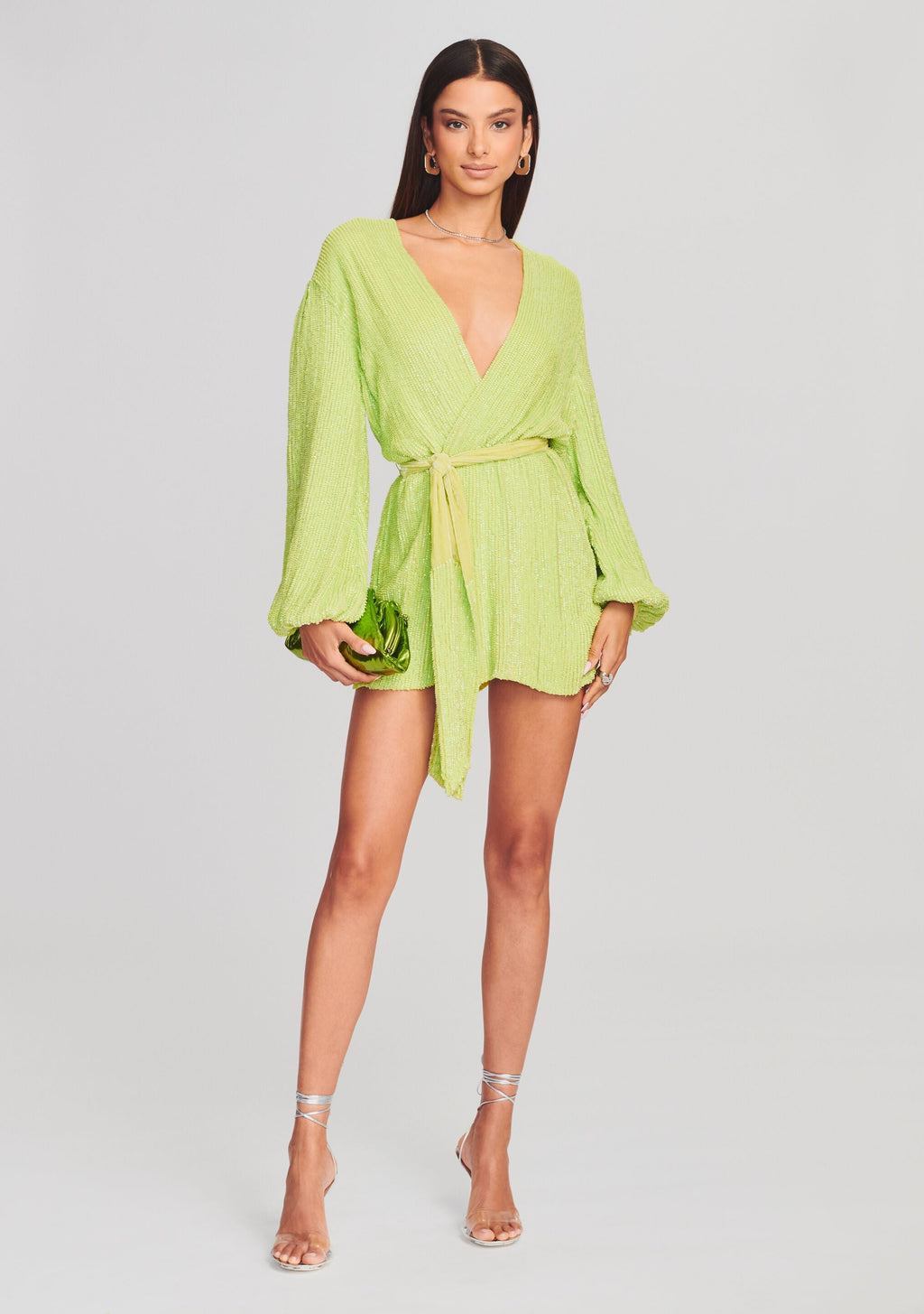 Gabrielle Sequin Robe by retrofête in Neon Yellow, product image 1