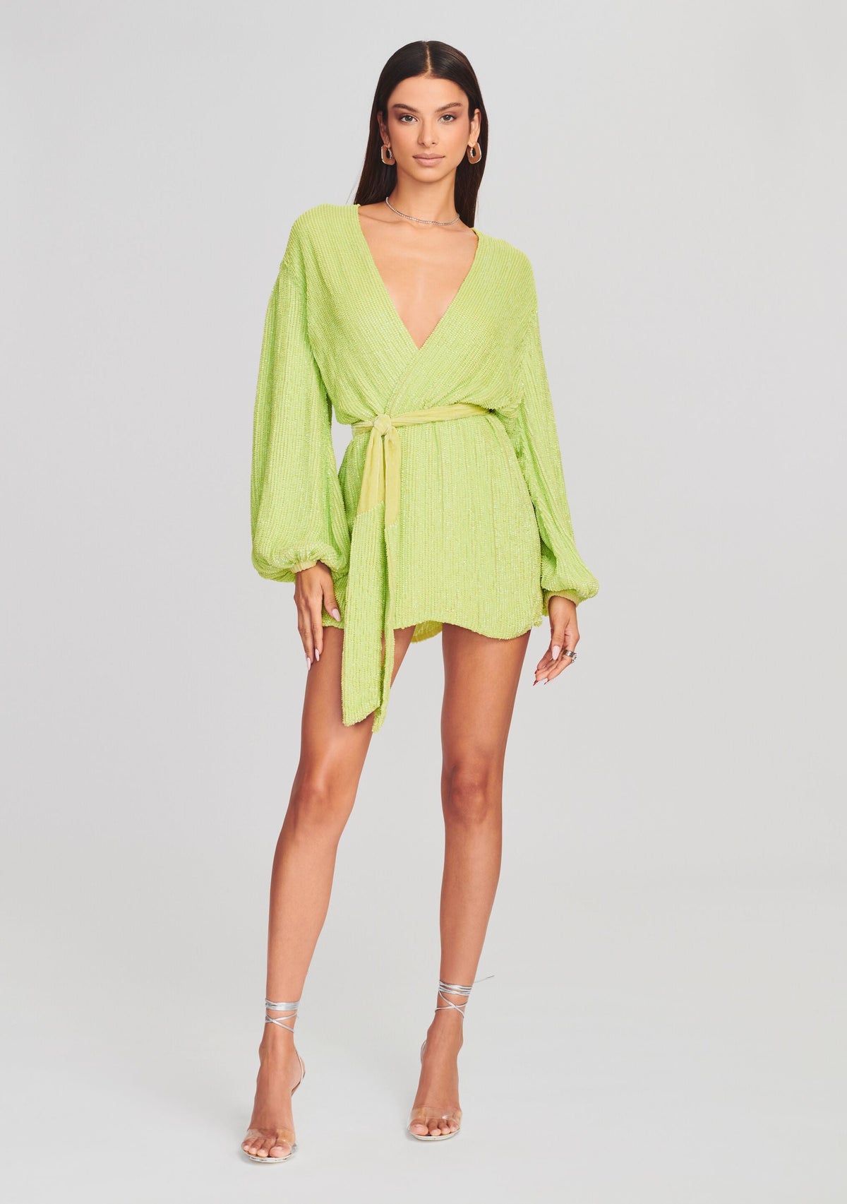 Gabrielle Sequin Robe by retrofête in Neon Yellow, product image 5
