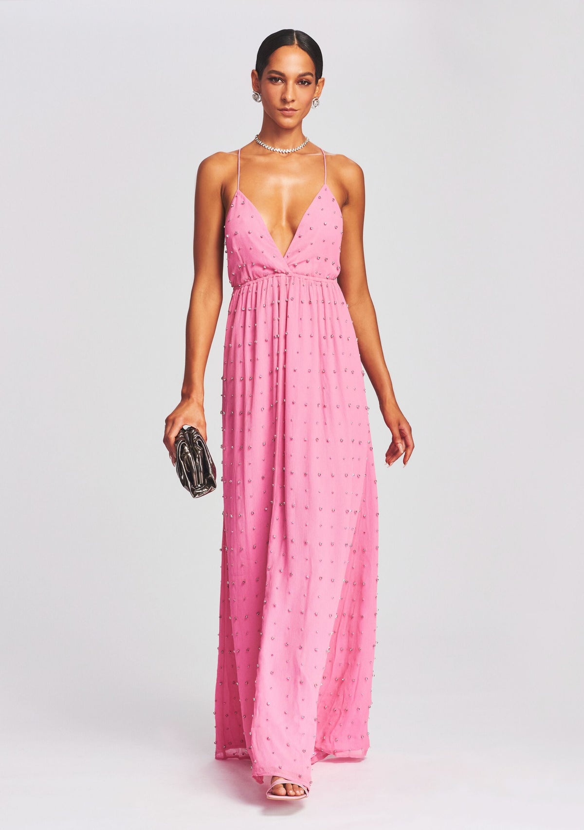 Zadie Embellished Silk Chiffon Dress by retrofête in Morning Glory, product image 1