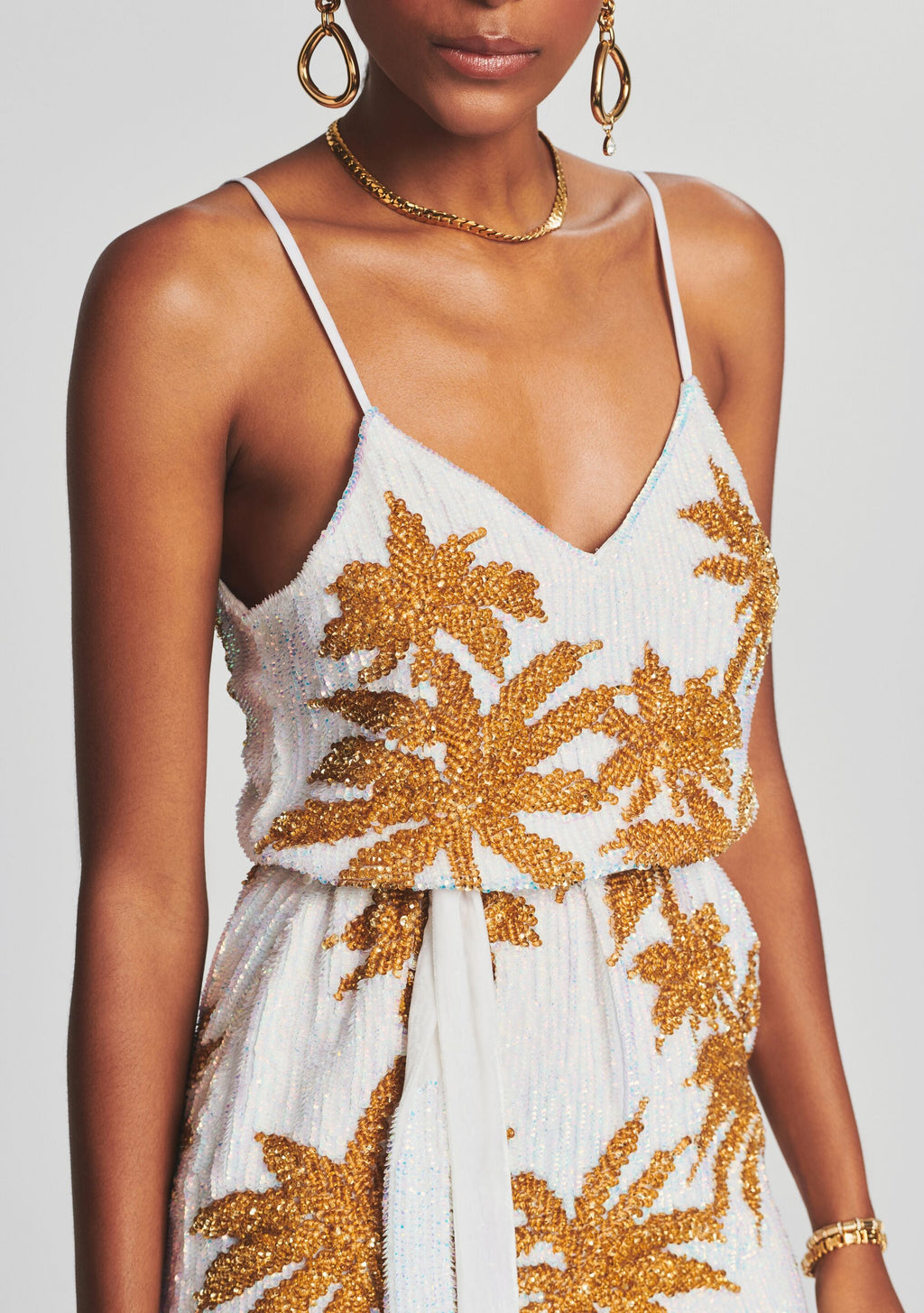 Claire Sequin Palm Dress by retrofête in White Gold Palm, product image 2