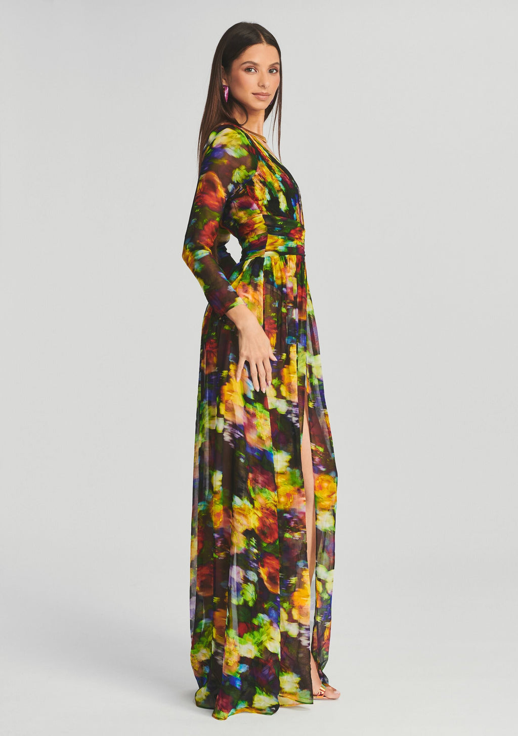 Angela Silk Chiffon Dress by retrofête in Electric Floral, product image 3