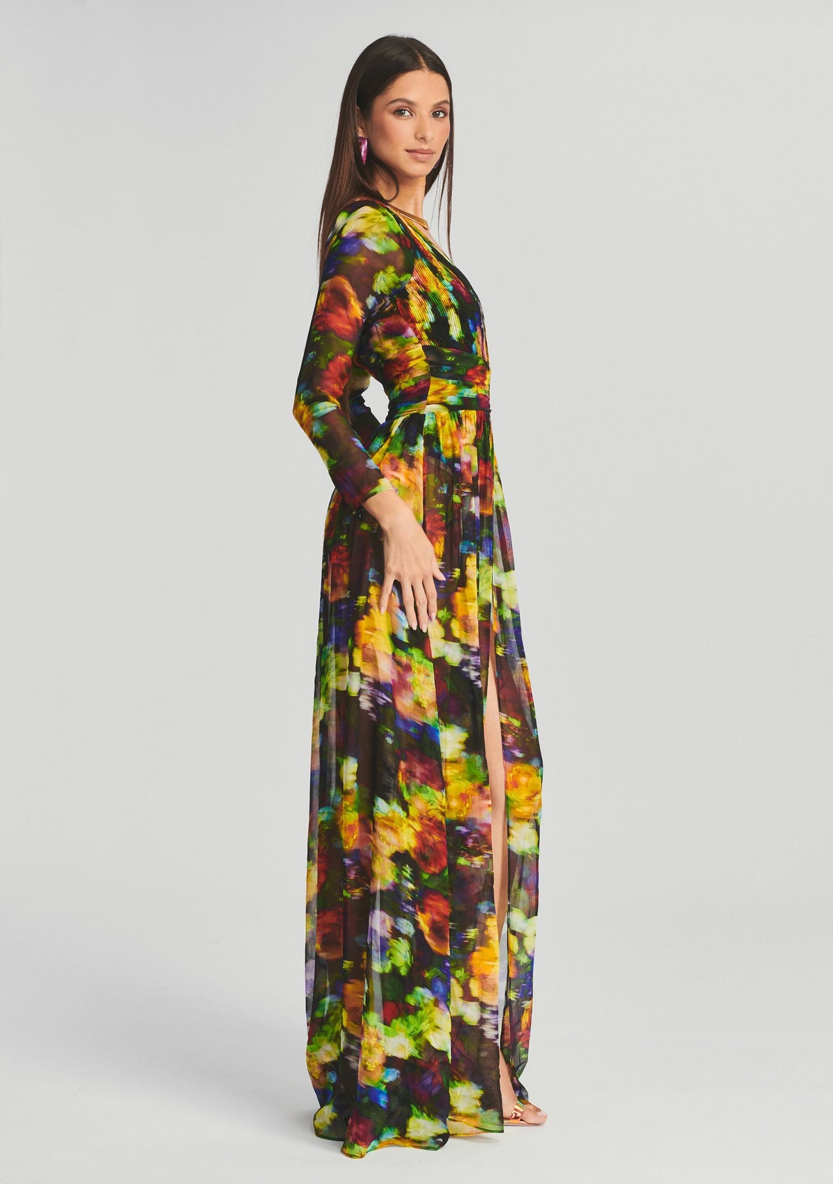 Angela Silk Chiffon Dress by retrofête in Electric Floral, product image 3