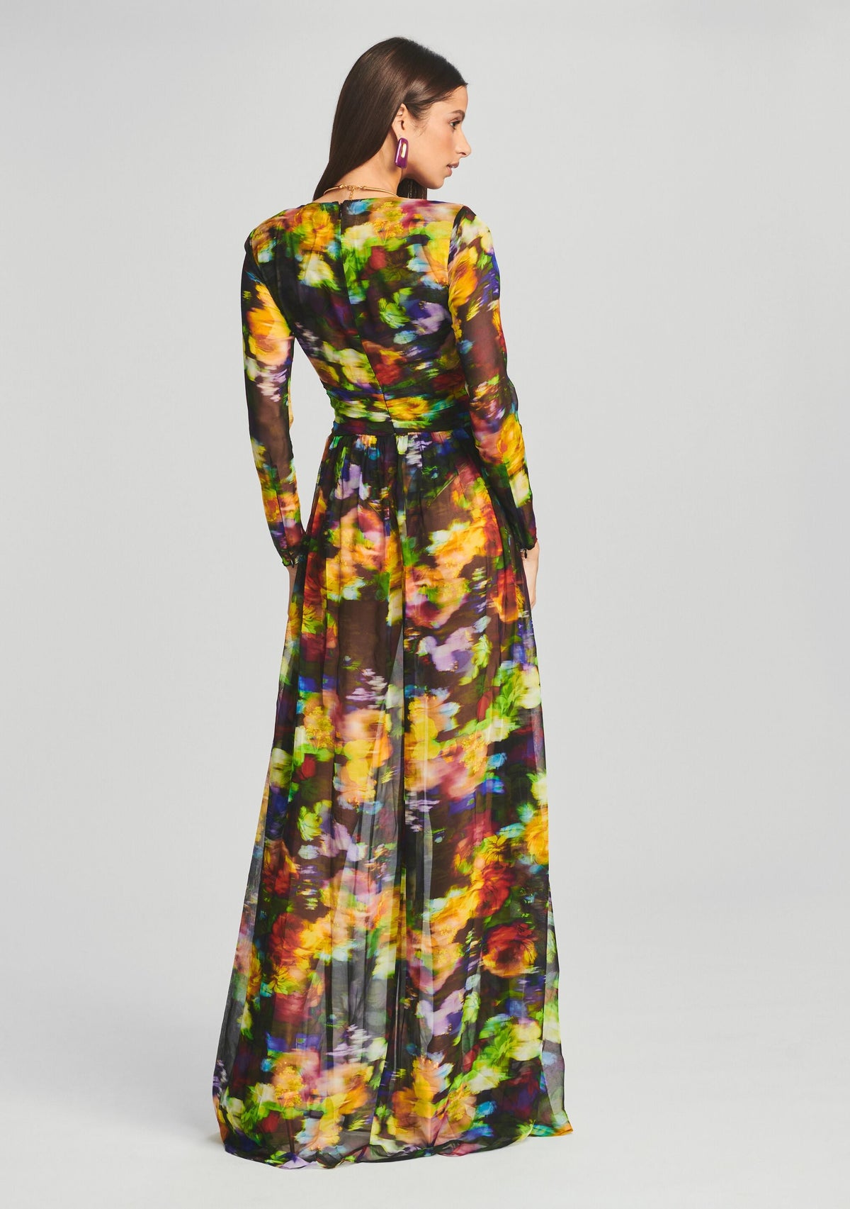Angela Silk Chiffon Dress by retrofête in Electric Floral, product image 4