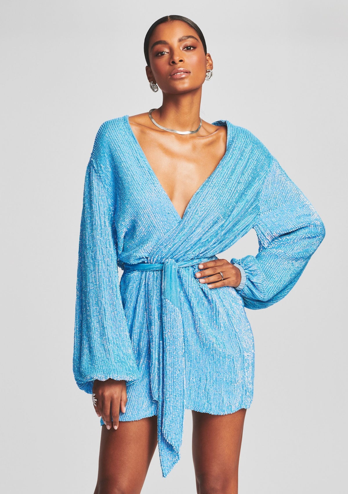 Gabrielle Sequin Robe by retrofête in Blue Rainbow, product image 5