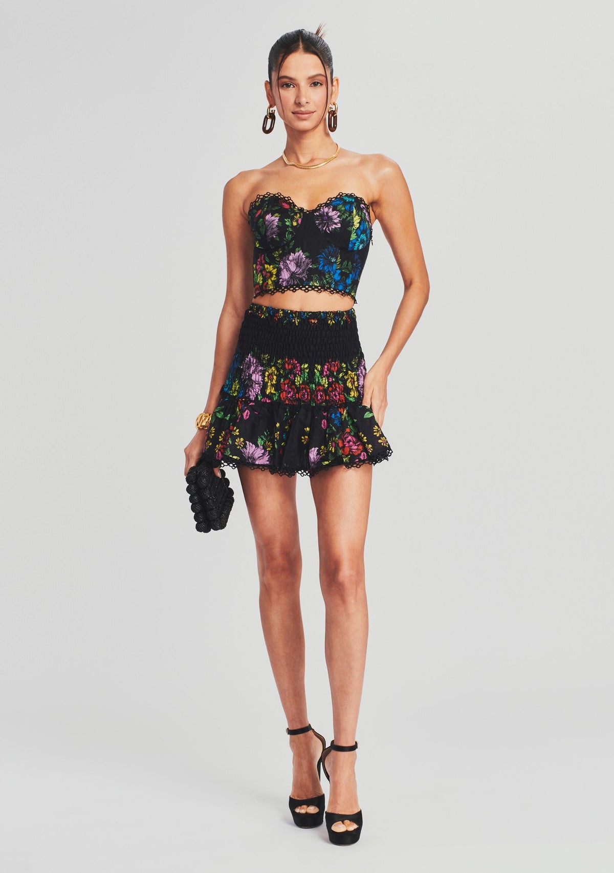 Yane Short Skirt by Charo Ruiz in Garden Black Print, product image 5