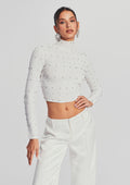 Brooks Embellished Chiffon Top by retrofête in White, product image 1