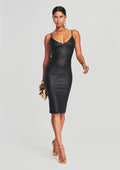 Aiden Coated Denim Midi Dress by retrofête in Coated Black, product image 1