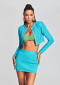 Nigel Bandage Knit Cardigan by retrofête in Aqua Blue, product image 1