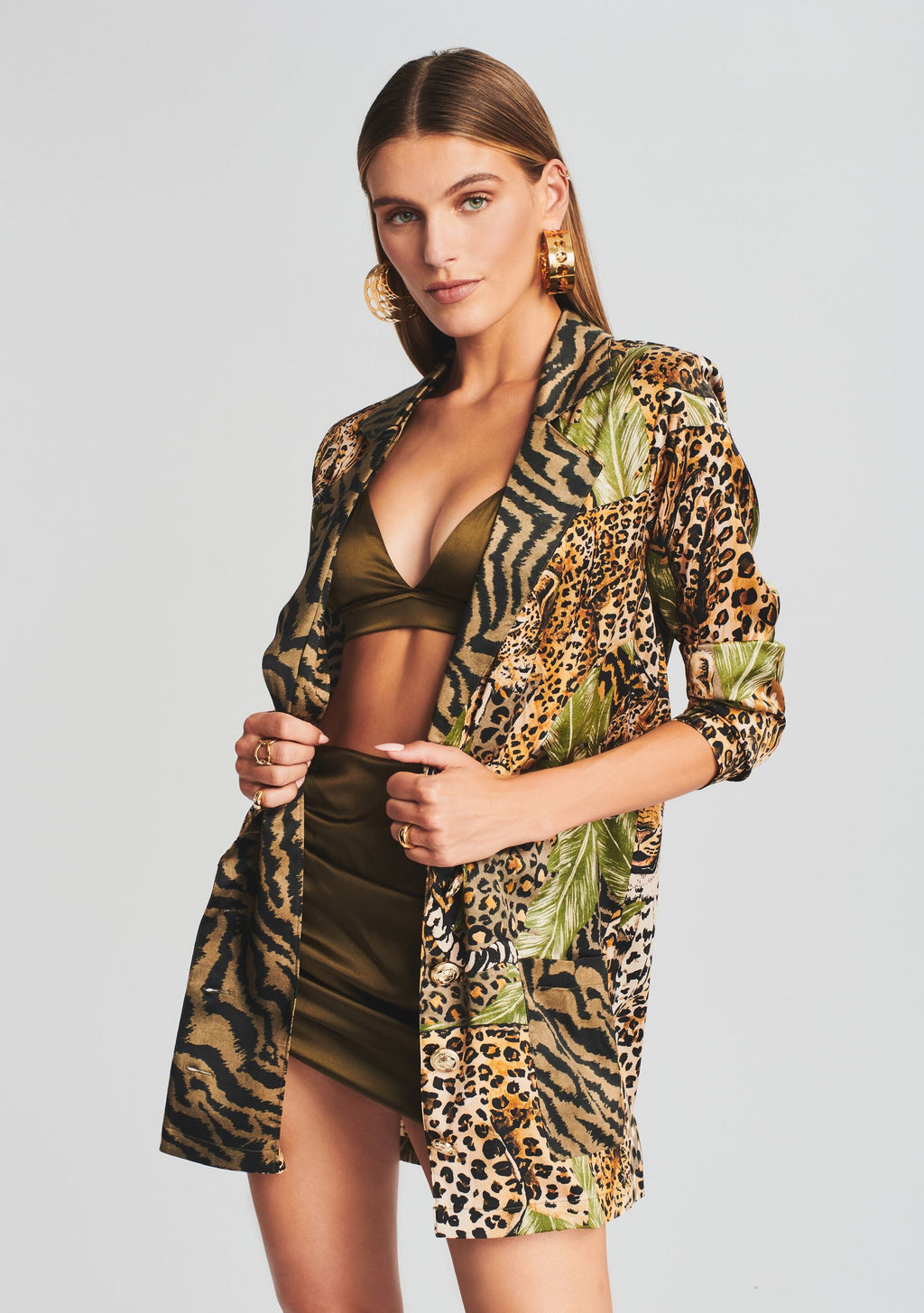 Blake Silk Blazer by retrofête in Jungle Leopard, product image 1