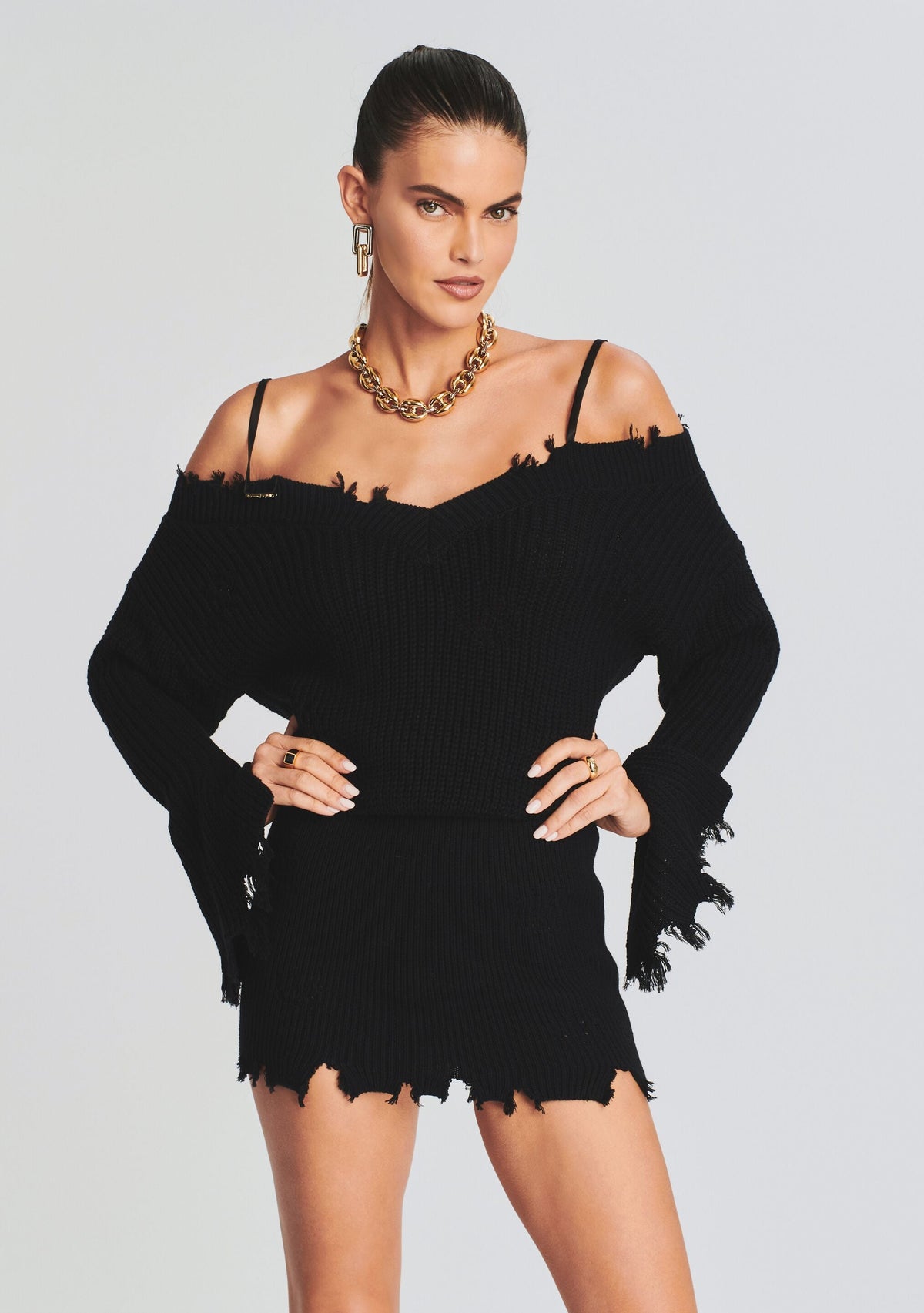 Maude Sweater Dress by SEROYA in Black, product image 2