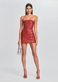 Heather Sequin Chainmail Dress by retrofête in Red, product image 1