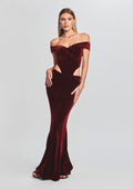 Giada Velvet Dress by retrofête in Burgundy, product image 1