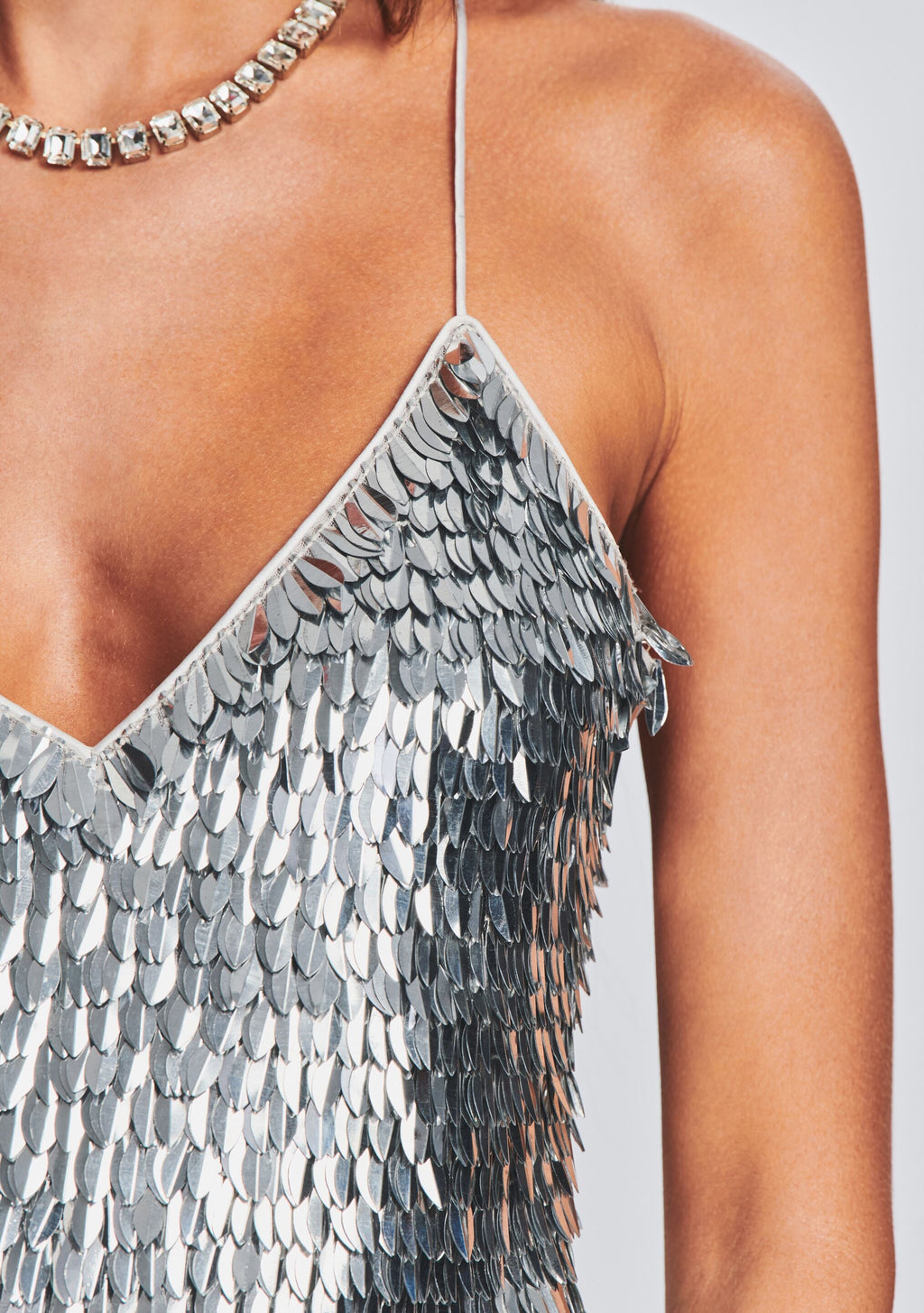 Darla Feather Sequin Top by retrofête in Silver Feather Sequin, product image 2